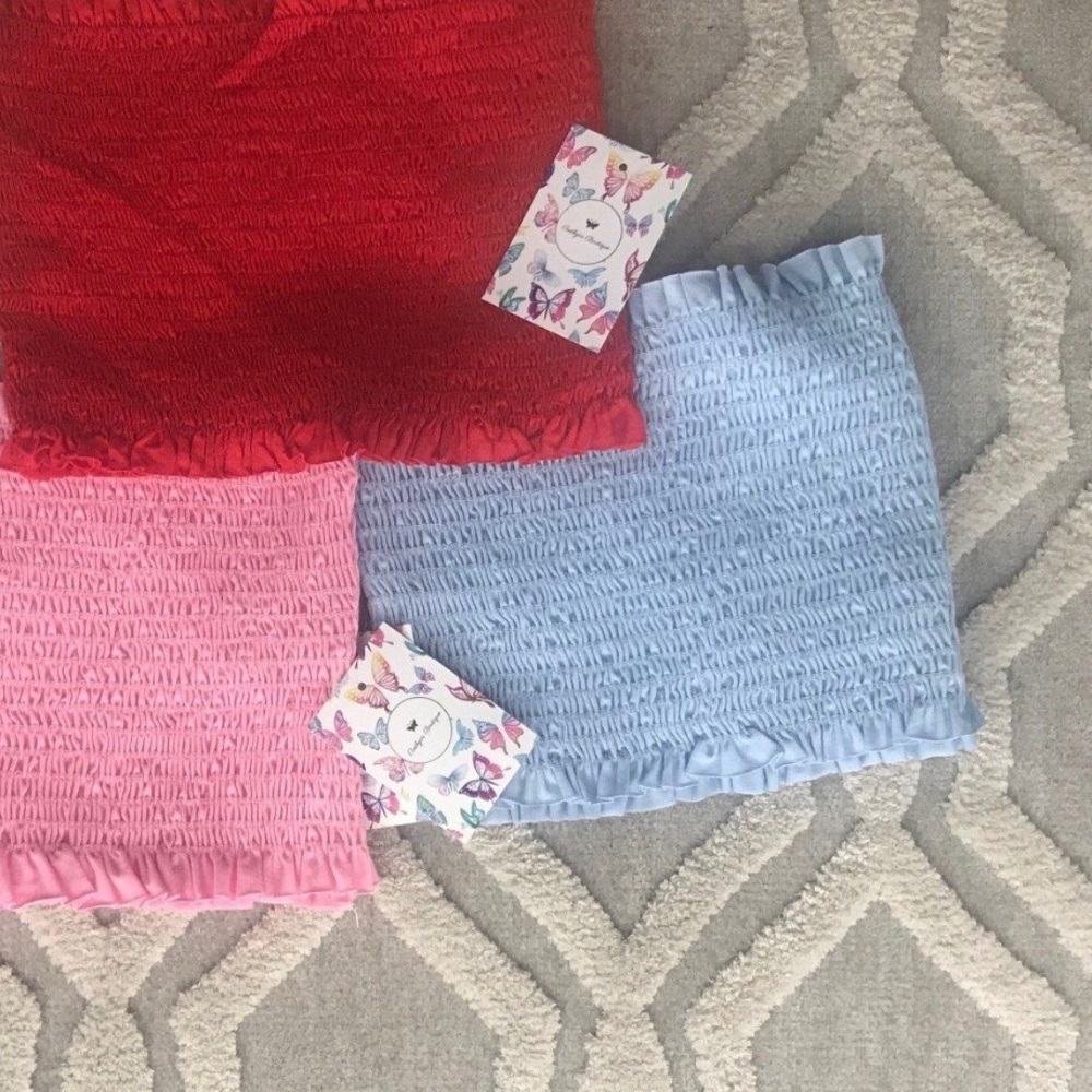Blue smocked crop top